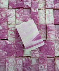 pink and white swirled soap